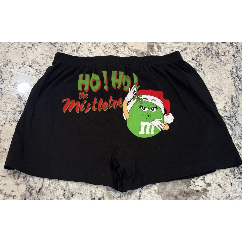 Vintage Y2K M&M Boxer Shorts Sz XL Christmas 100% Cotton HO!HO! Mistletoe Wreath
